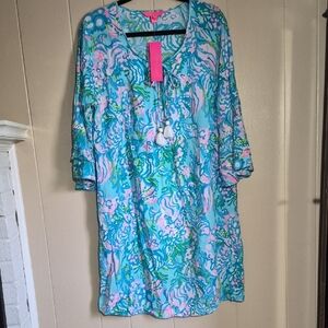 Lilly Pulitzer XL  Floral Tassel Tunic Dress NWT.